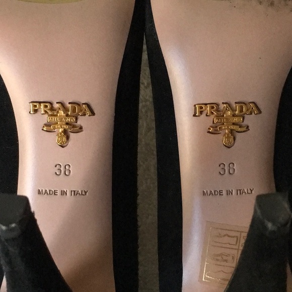 Prada 'Calzature Donna' Black Suede Open-Toe Heels (38 / US 8) - Picture 9 of 11